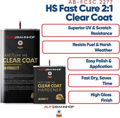 AB-FCSC 2277 HS 2:1 Clear Coat + AB-FCSC1177 Hardener High Temp – | Rapid Dry, Superior Gloss & Durability | Professional Car Coating
