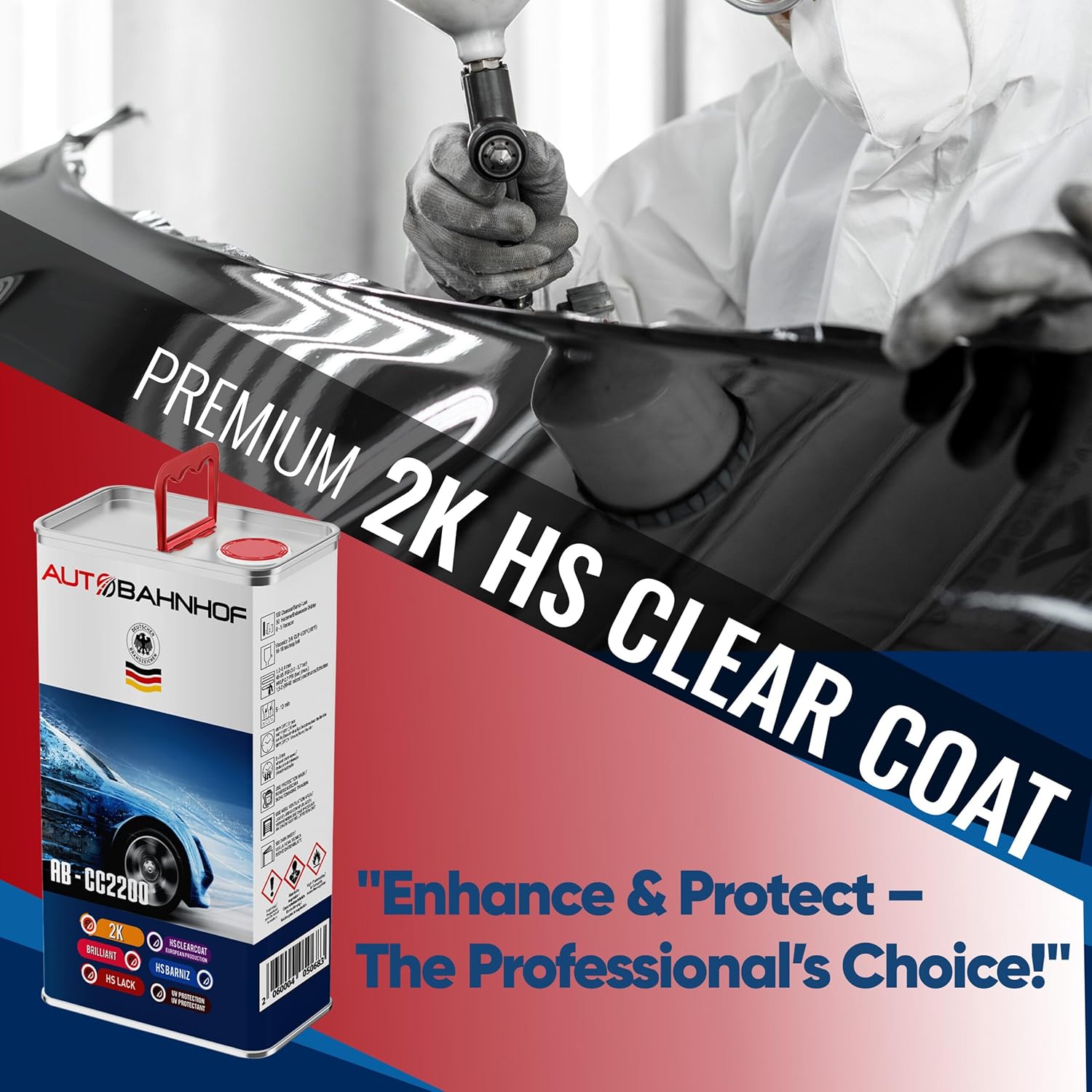 AB-CC2200 2K HS Clear Coat Premium & AB-HD1100 2K UV HS Hardener (Kit) – High-Gloss Automotive Clear Coat | Fast-Drying & Fuel-Resistant | Ideal for Collision Repair