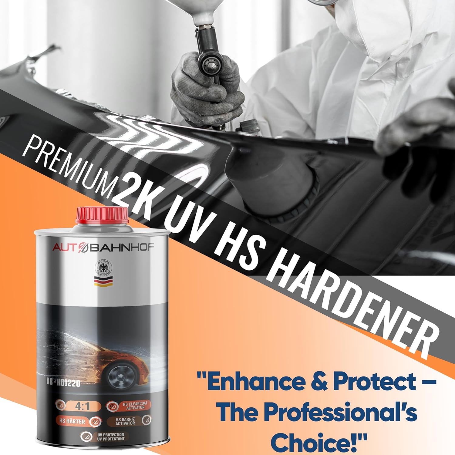 AB-CC2244 -  4:1 – 1 Gallon HS Clear Coat + 1 Quart Fast Hardener | High Gloss Finish | Quick Dry for Cold Temps
