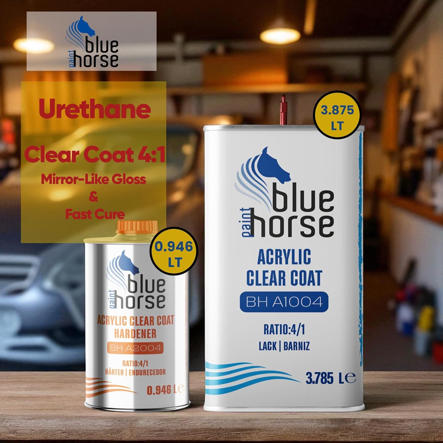 BH-A1004 Clear Coat & A2004 Hardener – High-Gloss Urethane Finish | Rapid Drying 2K Automotive Clear | Ideal for Low-Temp Application