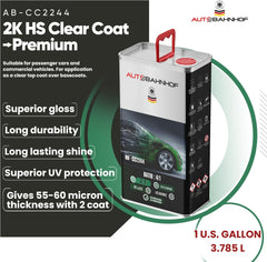AB-CC2244 -  4:1 – 1 Gallon HS Clear Coat + 1 Quart Fast Hardener | High Gloss Finish | Quick Dry for Cold Temps