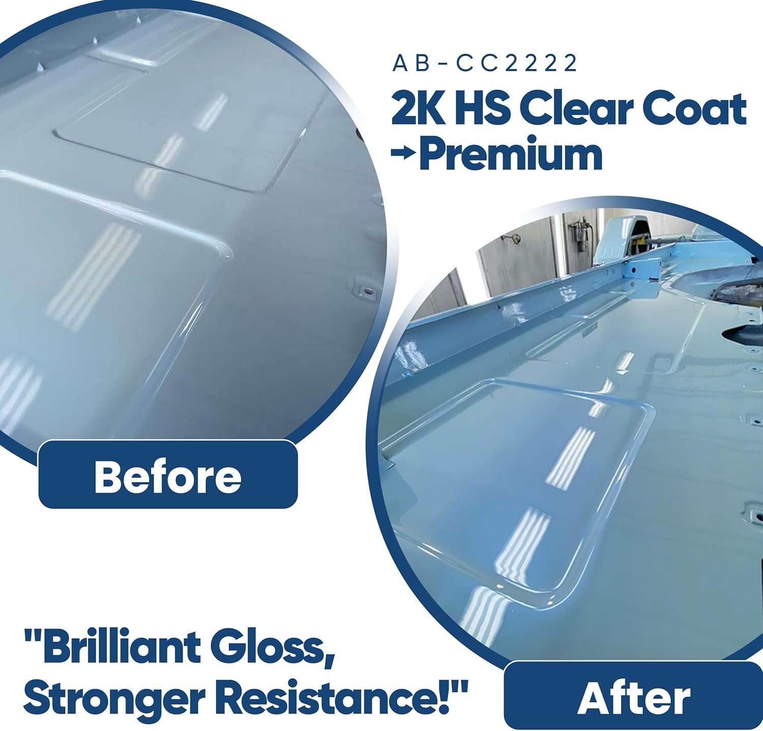 AB-CC2222 Kit – 2:1 High Solids Clear Coat + 2K UV Fast Hardener | Quick Drying for Cold Weather | High Gloss Finish | Excellent Flow & Easy Application for Automotive Refinishing