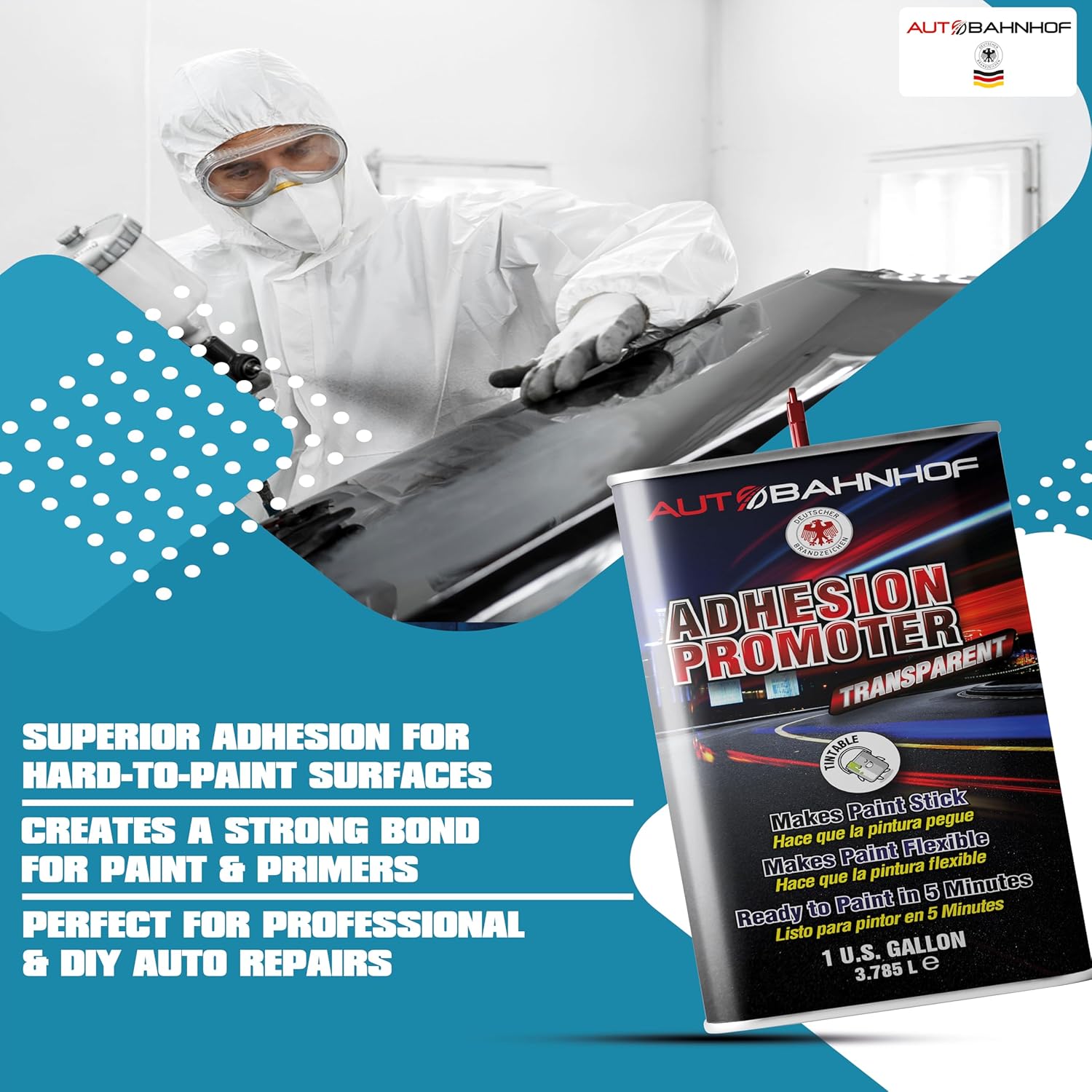 Plastic Adhesion Promoter – Transparent, Quick-Drying Primer for Automotive Bumpers, PVC, and Plastic Surfaces – Professional-Grade Adhesion Enhancer (1 Gallon)