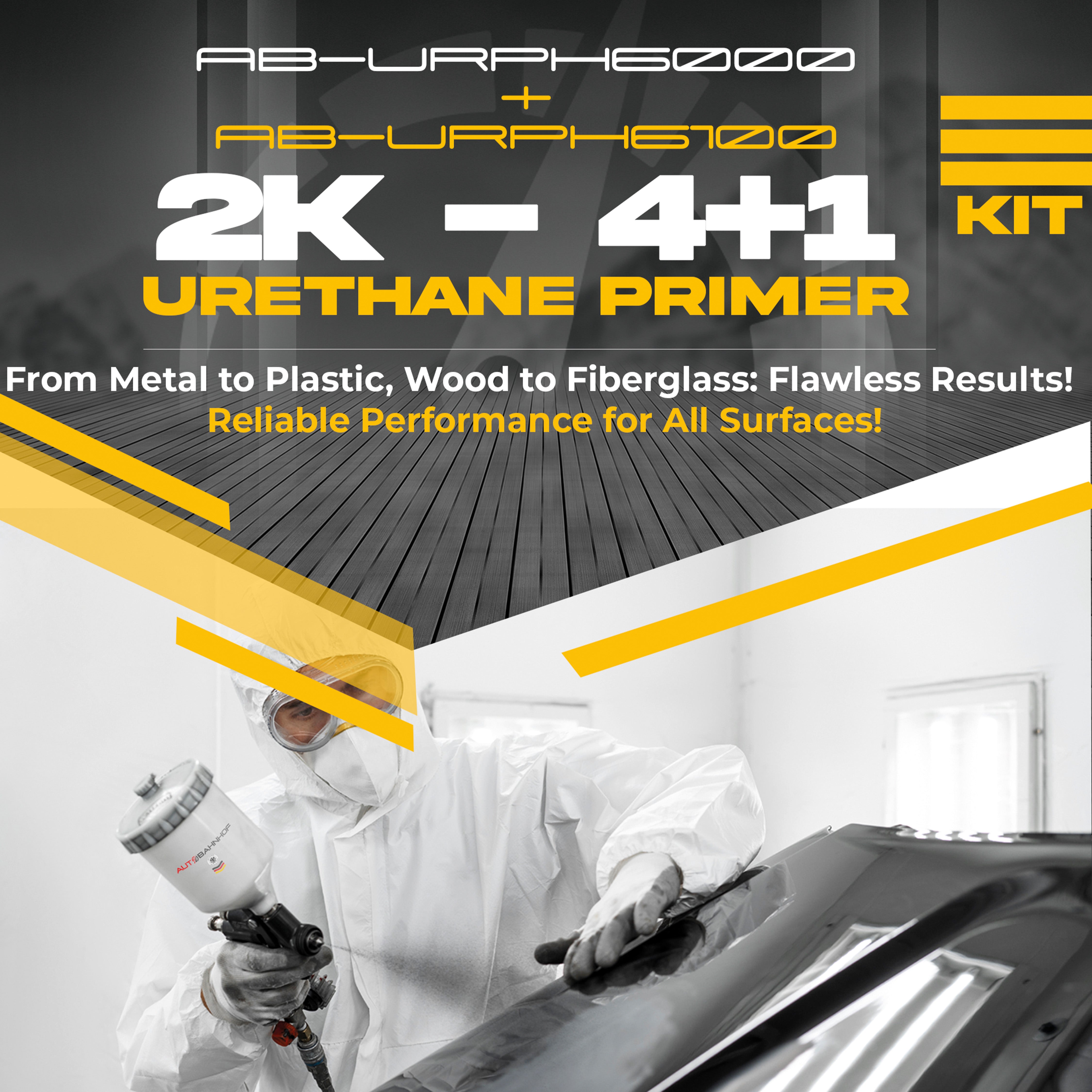 (Primer+ Hardener Kit) & All Surfaces 2K Urethane Primer Kit - 1 Gallon Primer + 1 Quart Hardener